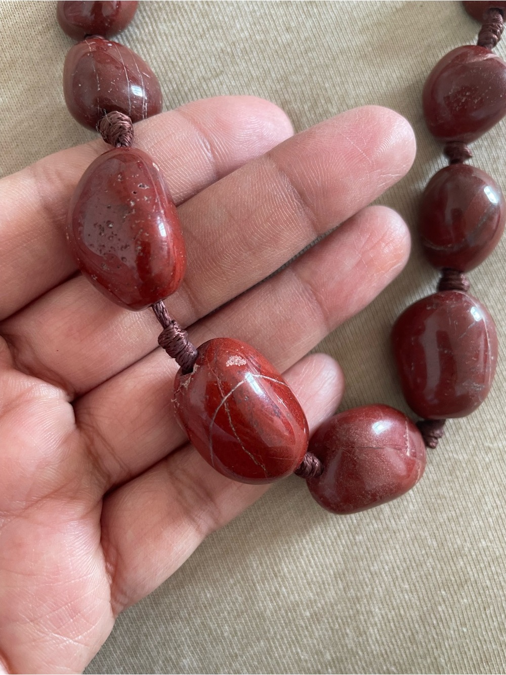 Women’s Hand-Knotted Necklace in Deep Burgundy by Unknown Brand - Picture 2 of 5